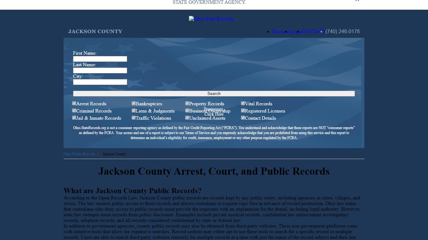 Jackson County Arrest, Court, and Public Records